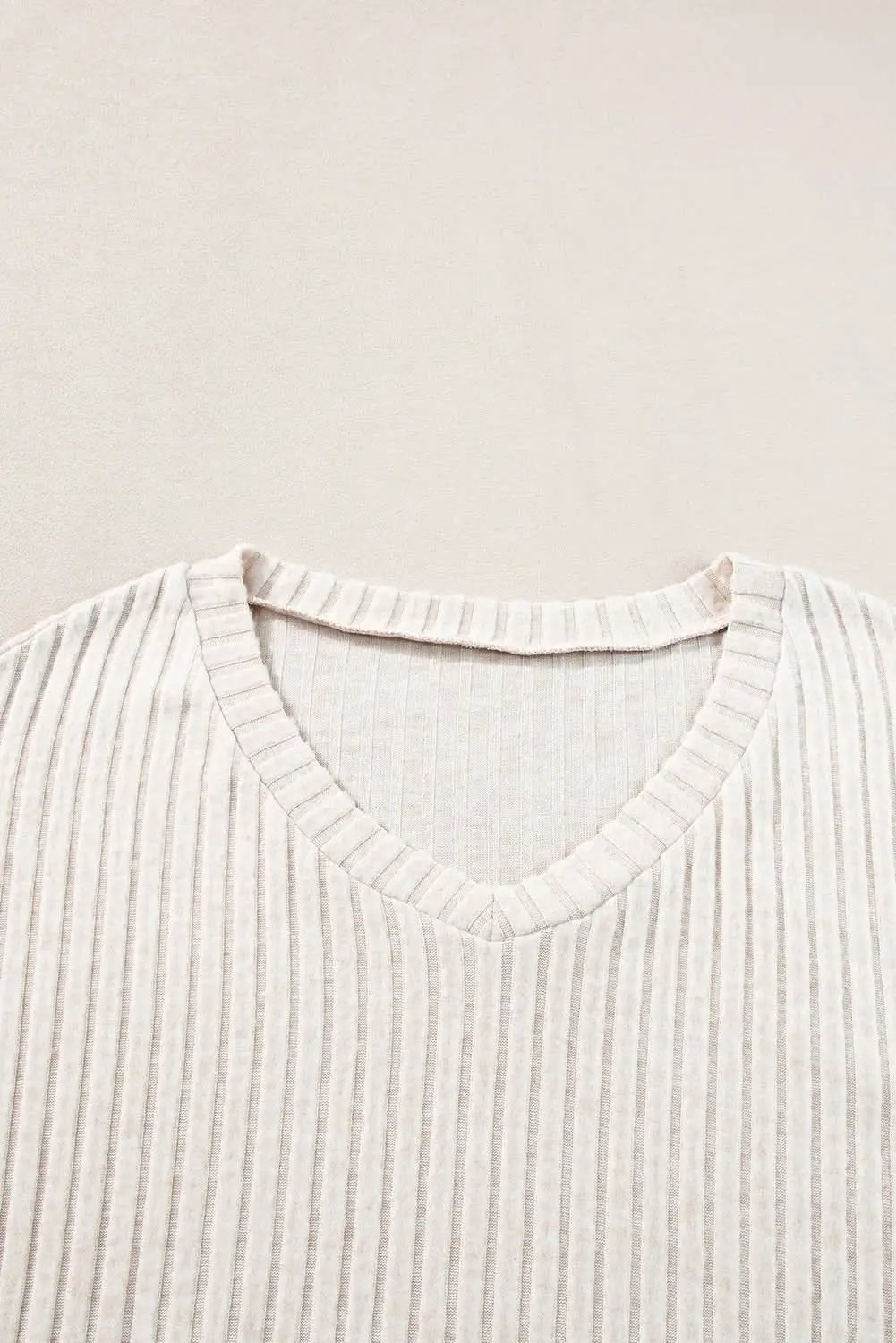 Chic khaki ribbed knit two-piece set - Love Salve